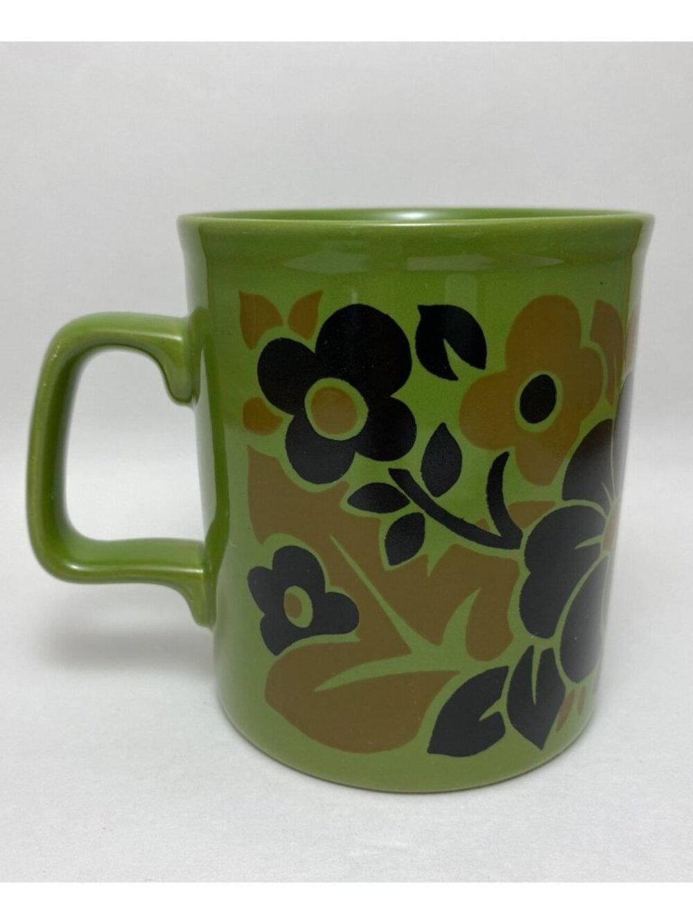 Vintage Staffordshire England Mug Coffee Cup Green Floral